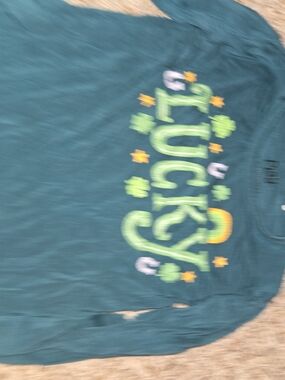 Little Sleepies Teal Long Sleeve 'Lucky' Tee with Green Accent